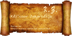 Kácsor Zakariás névjegykártya
